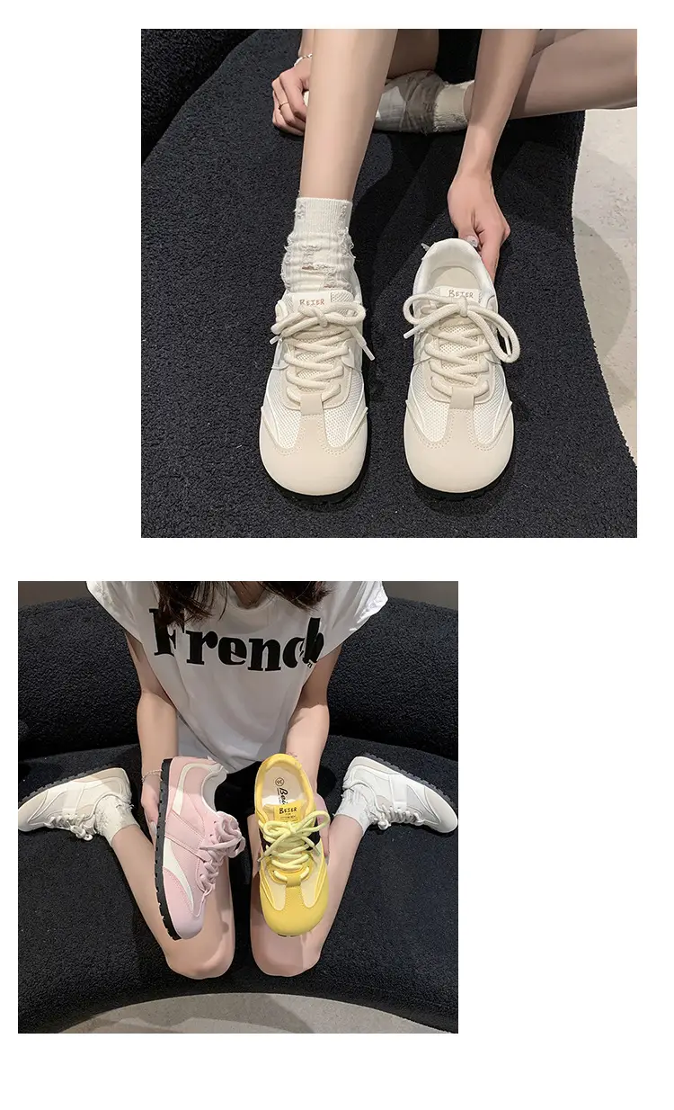 Women's White Round Toe Casual Sneakers Flat Shoes — feature 10