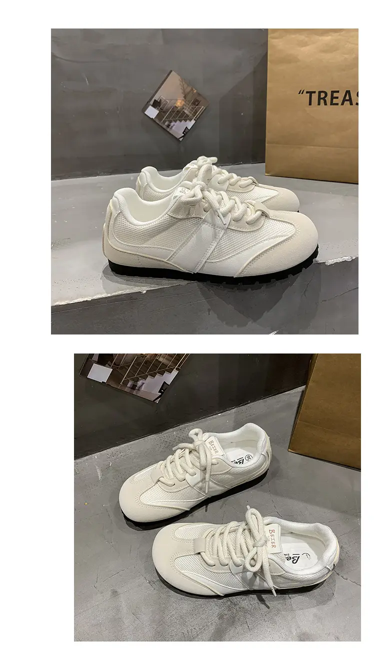 Women's White Round Toe Casual Sneakers Flat Shoes — feature 18