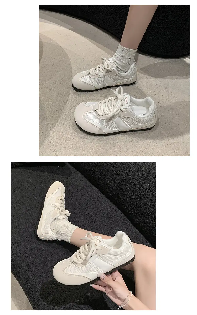 Women's White Round Toe Casual Sneakers Flat Shoes — feature 9