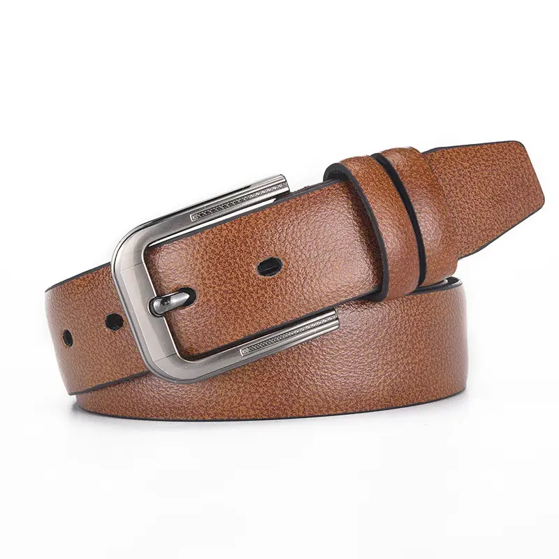 Men's Black Leather Belt with Silver Buckle — feature 11