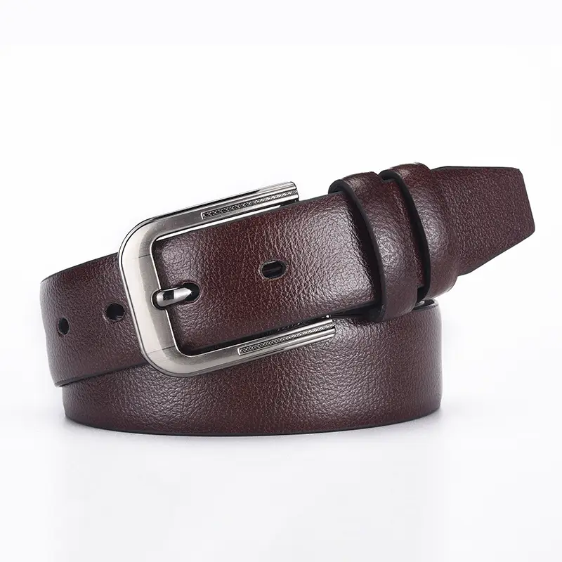 Men's Black Leather Belt with Silver Buckle — feature 12