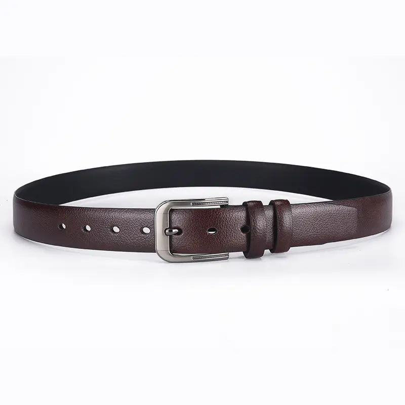 Men's Black Leather Belt with Silver Buckle — feature 13