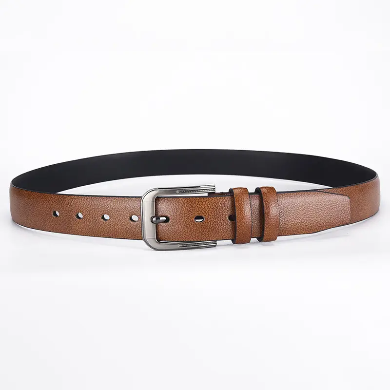Men's Black Leather Belt with Silver Buckle — feature 14