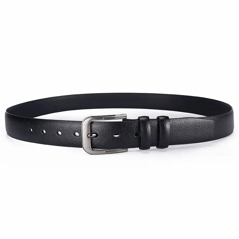 Men's Black Leather Belt with Silver Buckle — feature 15