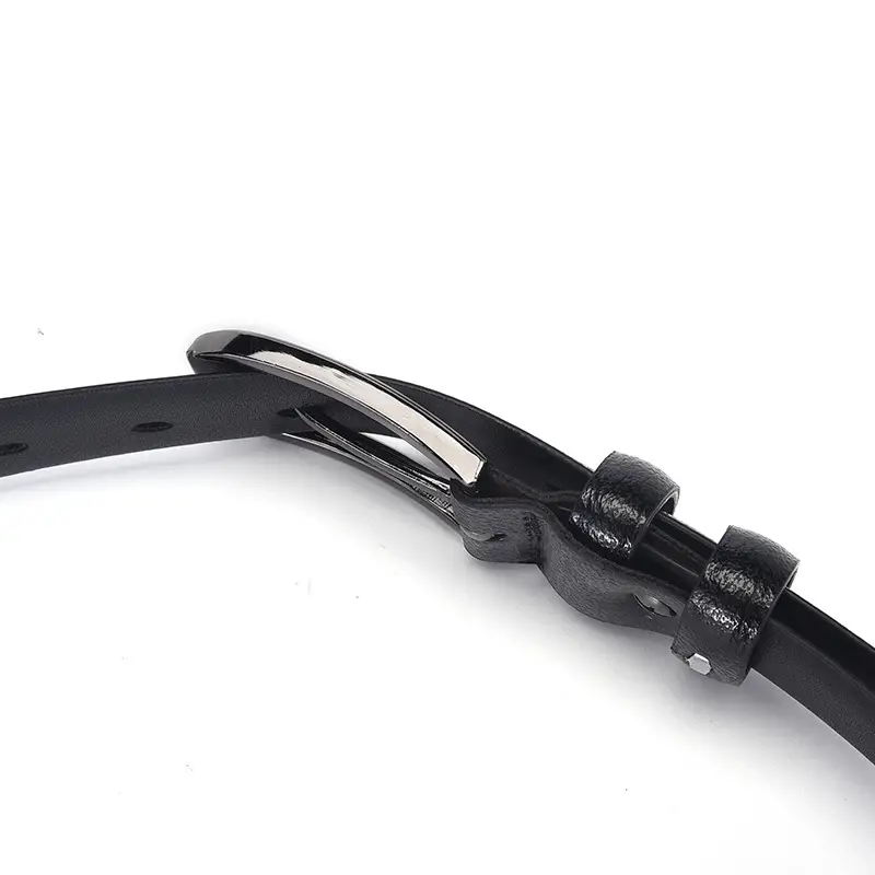 Men's Black Leather Belt with Silver Buckle — feature 16
