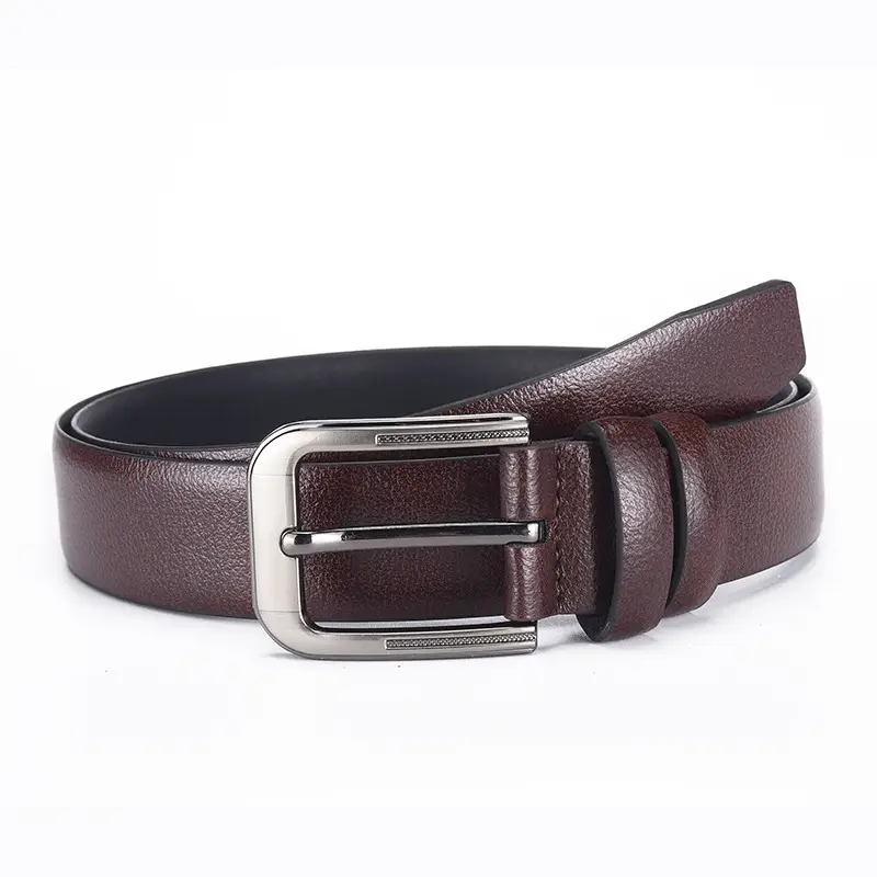 Men's Black Leather Belt with Silver Buckle — feature 6