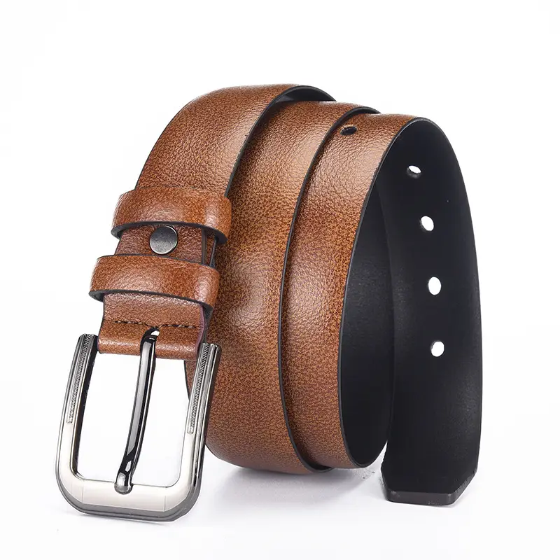 Men's Black Leather Belt with Silver Buckle — feature 8