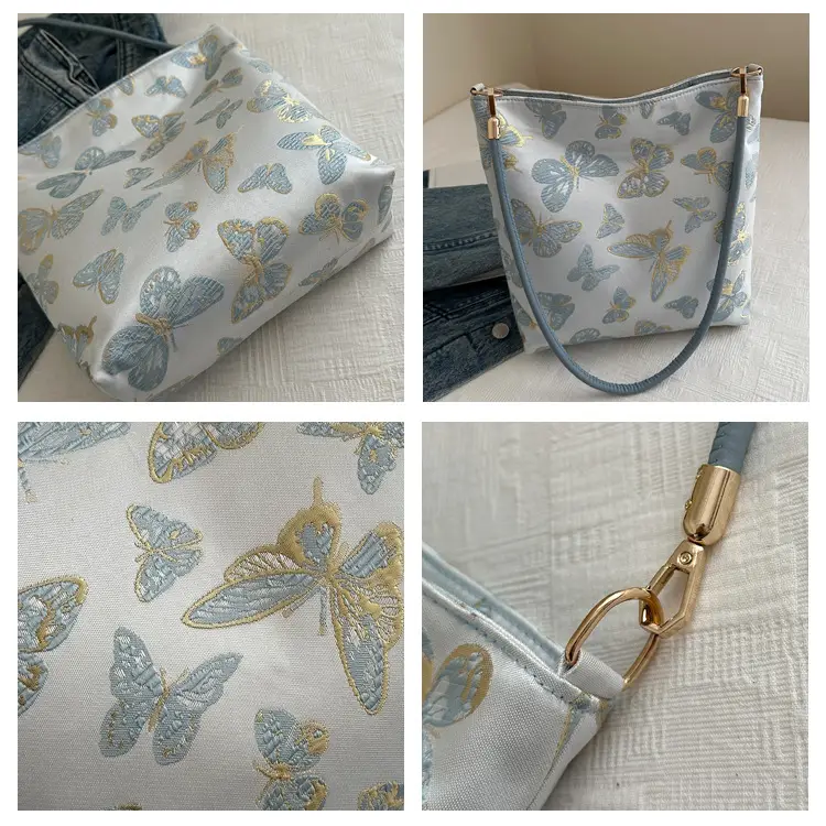 Women Jacquard Canvas Shoulder Bag Blue Paisley 2026 — feature 19