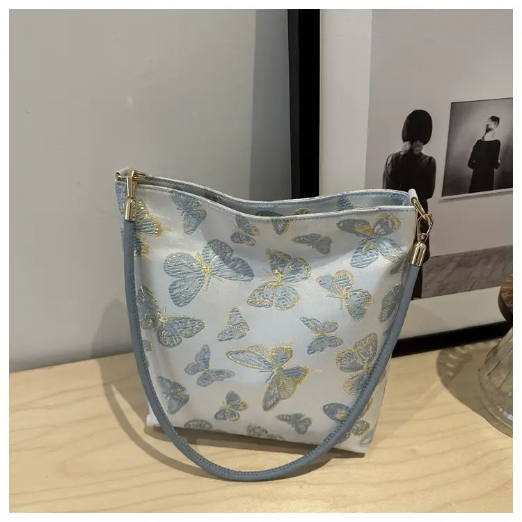 Women Jacquard Canvas Shoulder Bag Blue Paisley 2026 — feature 21