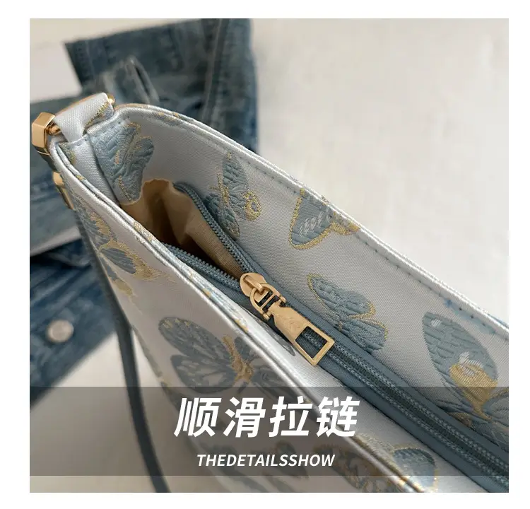 Women Jacquard Canvas Shoulder Bag Blue Paisley 2026 — feature 42