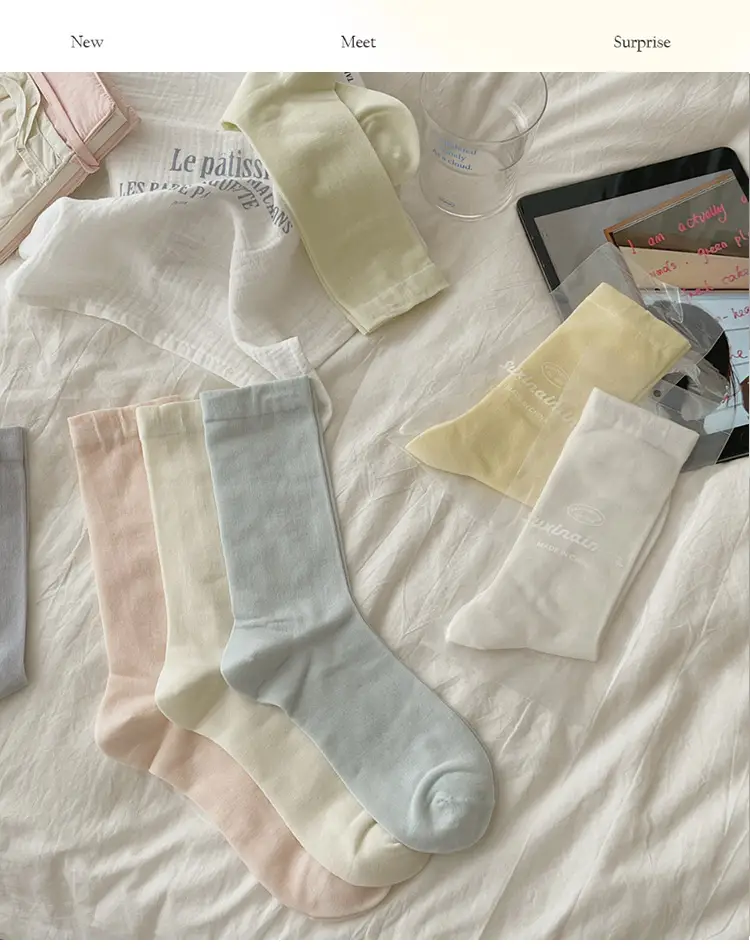 suxinaimin Mulberry Silk Socks Women's Spring and Summer Thin Fresh and Slimming JK Style Instagram Style Trendy Mid-Tube Stacked Socks — feature 14