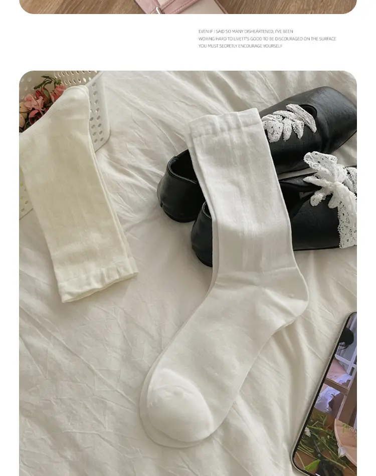 suxinaimin Mulberry Silk Socks Women's Spring and Summer Thin Fresh and Slimming JK Style Instagram Style Trendy Mid-Tube Stacked Socks — feature 7