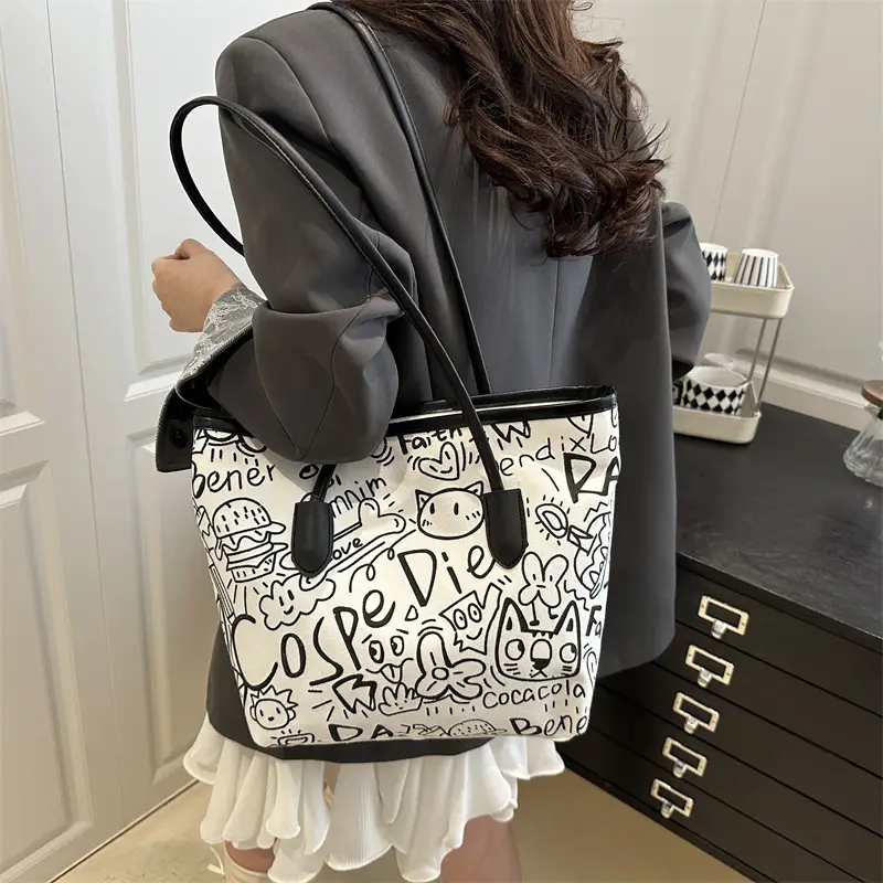 Printed Cross-Border Tote Bag with Large Capacity