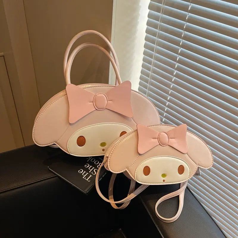 Cute Bow Crossbody Bag for Girls Pink White - Image 3