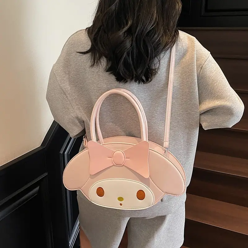 Cute Bow Crossbody Bag for Girls Pink White - Image 4