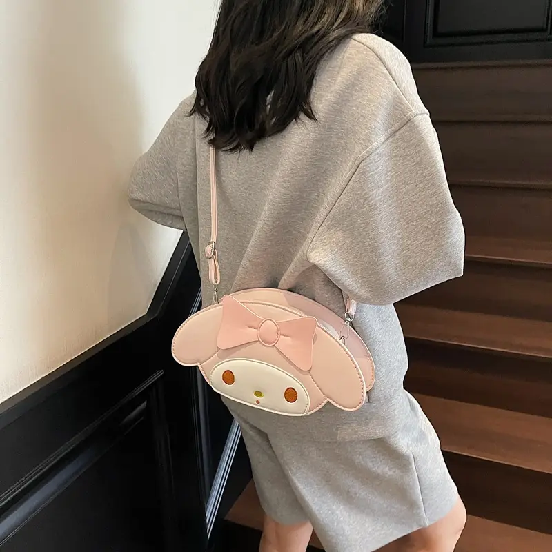 Cute Bow Crossbody Bag for Girls Pink White - Image 5