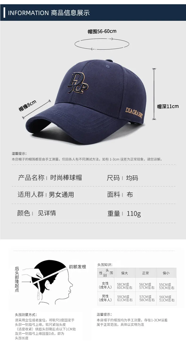 Navy Blue Baseball Cap with FP Embroidery — feature 6