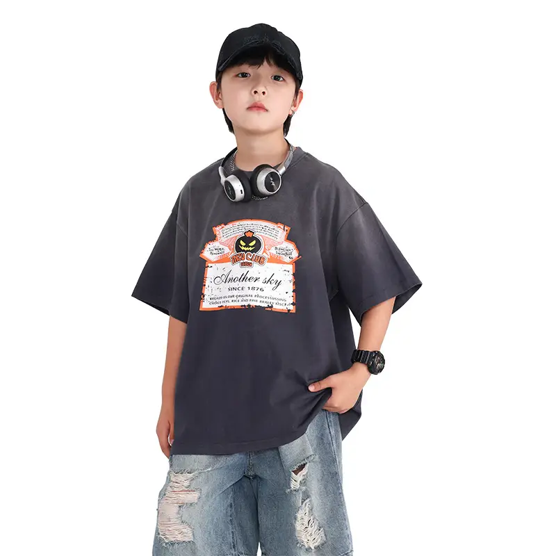 Boys Summer Vintage Gradient Cotton T-Shirt 2026 - Image 7