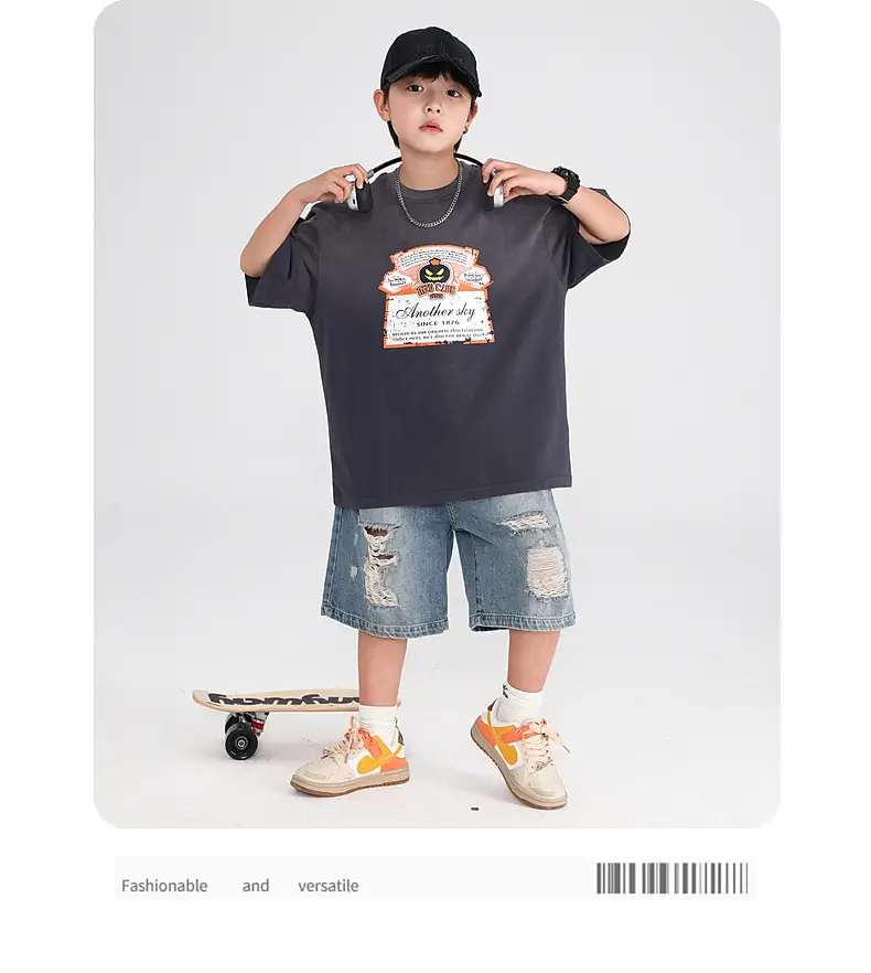 Boys Summer Vintage Gradient Cotton T-Shirt 2026 — feature 10