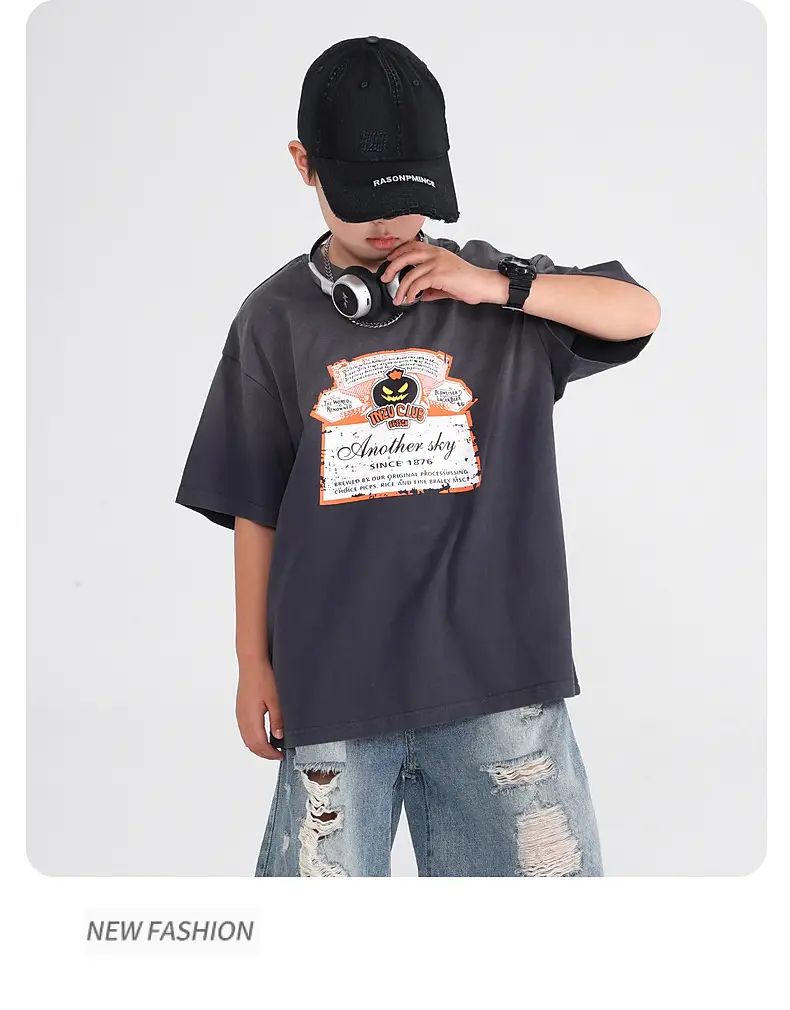 Boys Summer Vintage Gradient Cotton T-Shirt 2026 — feature 11
