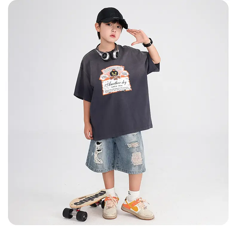 Boys Summer Vintage Gradient Cotton T-Shirt 2026 — feature 13
