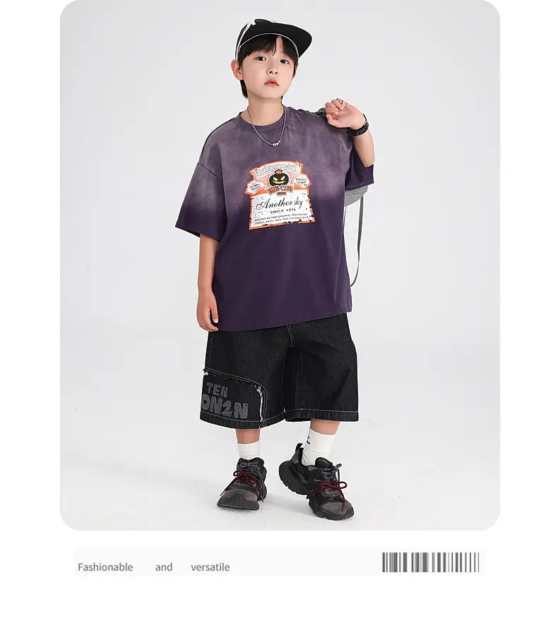 Boys Summer Vintage Gradient Cotton T-Shirt 2026 — feature 14