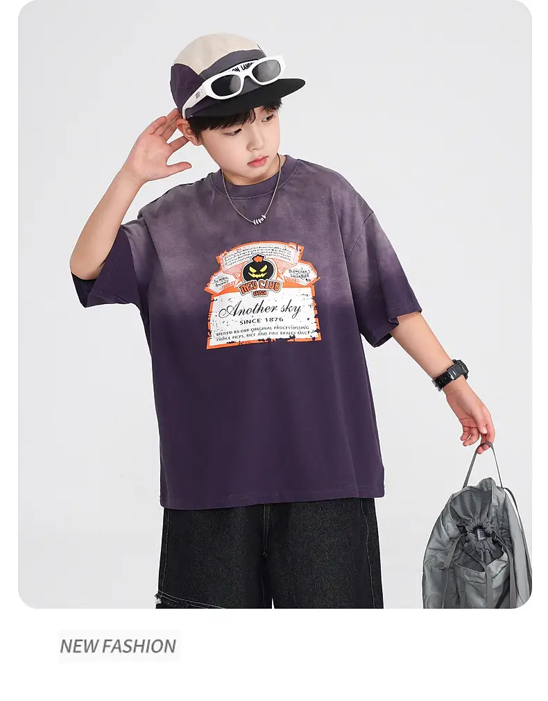 Boys Summer Vintage Gradient Cotton T-Shirt 2026 — feature 15