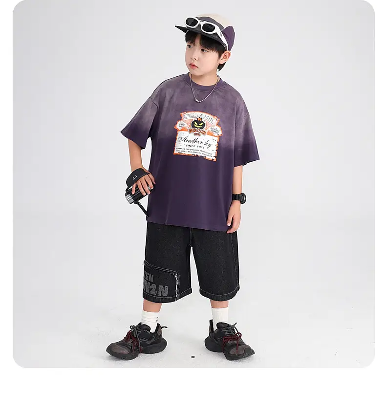 Boys Summer Vintage Gradient Cotton T-Shirt 2026 — feature 16