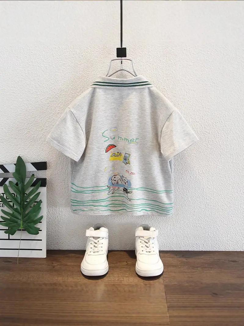 8177 New Boys T-Shirt Polo Collar Summer Kids - Image 6