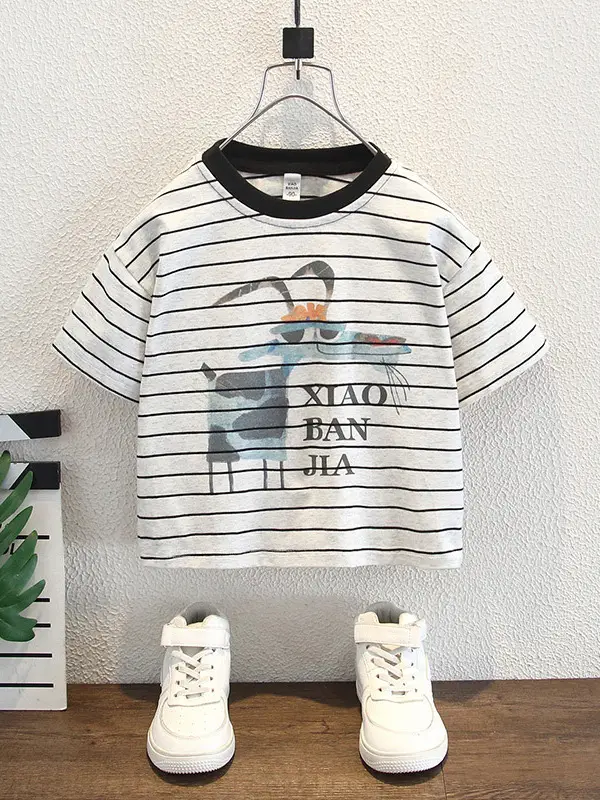 8175 Boys Striped T-Shirt Summer 2026 Korean Style Thin - Image 5
