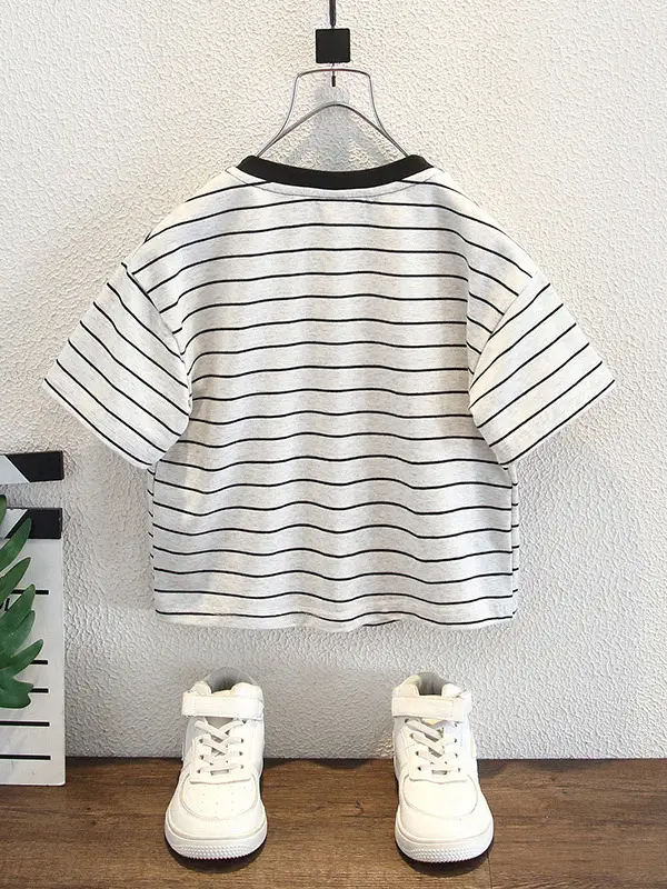 8175 Boys Striped T-Shirt Summer 2026 Korean Style Thin - Image 6