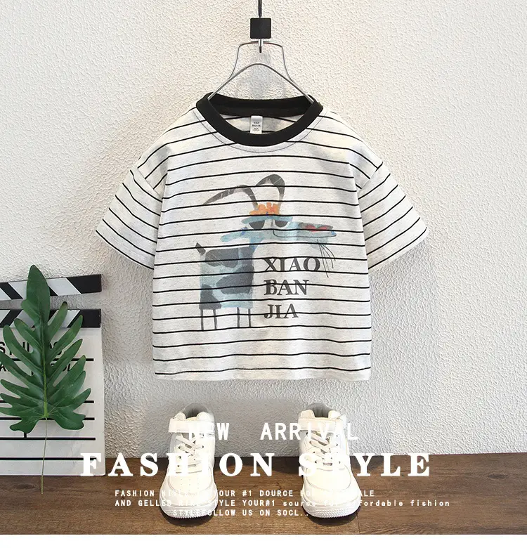 8175 Boys Striped T-Shirt Summer 2026 Korean Style Thin — feature 1