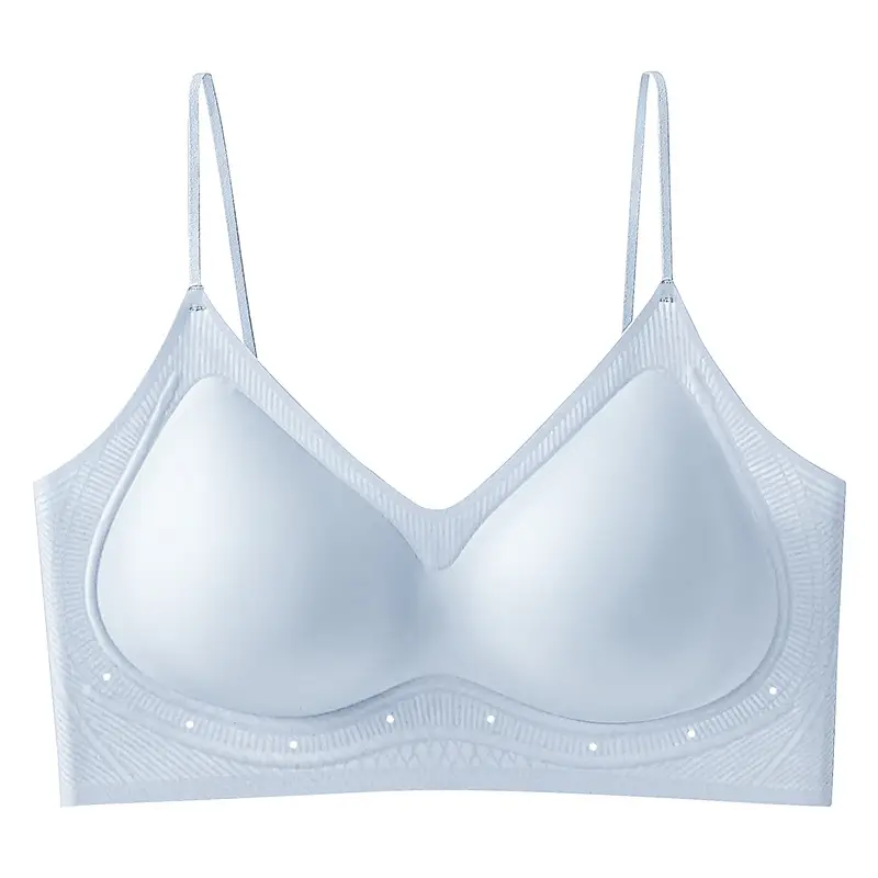 Seamless Jelly Glue Cool Soft Support Intimates Women's Soft Wire-Free Semi-Fixed Cup Breathable Vest Bra