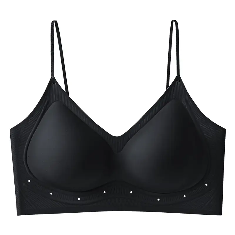 Seamless Jelly Glue Cool Soft Support Intimates Women's Soft Wire-Free Semi-Fixed Cup Breathable Vest Bra