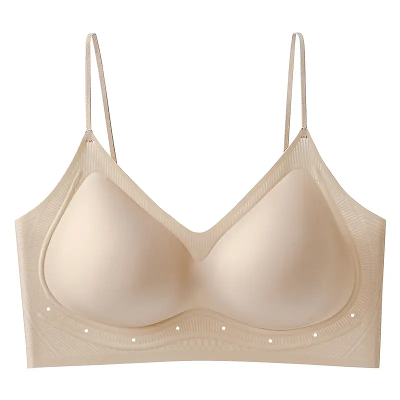 Seamless Jelly Glue Cool Soft Support Intimates Women's Soft Wire-Free Semi-Fixed Cup Breathable Vest Bra