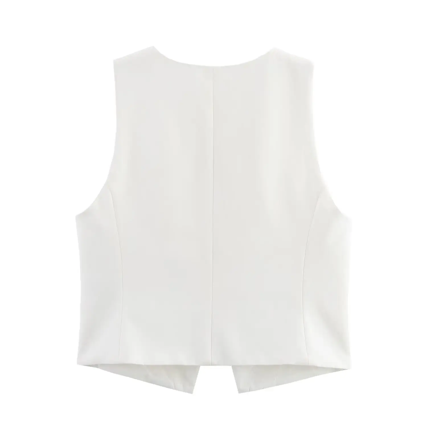 White Sleeveless Vest with Belted Pleated Pants - Image 4