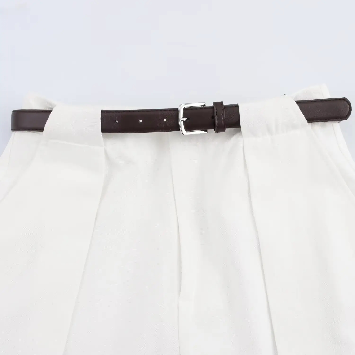White Sleeveless Vest with Belted Pleated Pants — feature 14