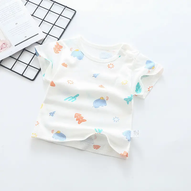 Jingqi Boys Pure Cotton Rainbow Short Sleeve T-Shirt