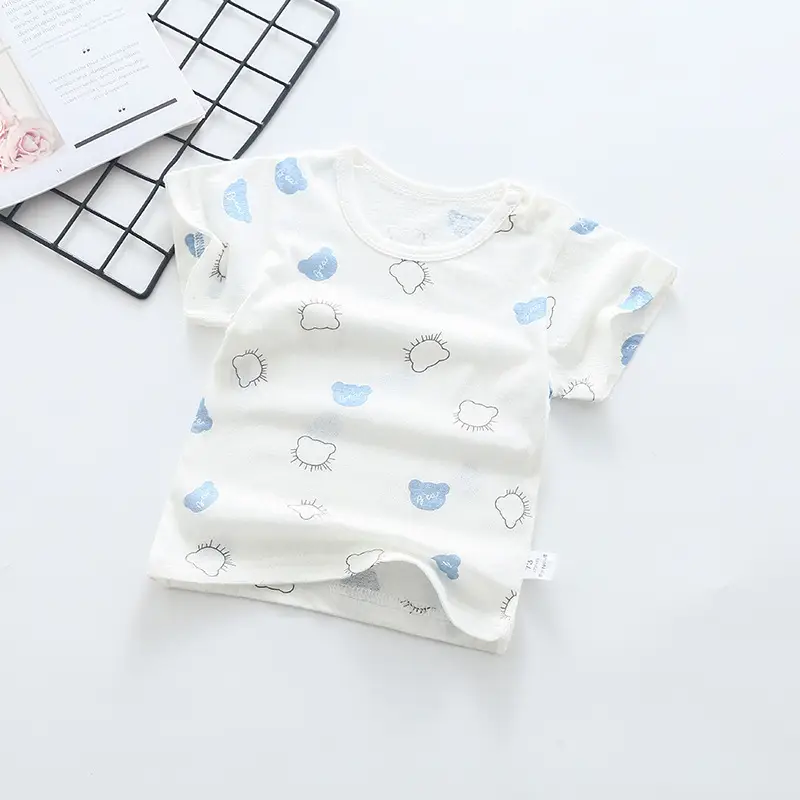 Jingqi Boys Pure Cotton Rainbow Short Sleeve T-Shirt