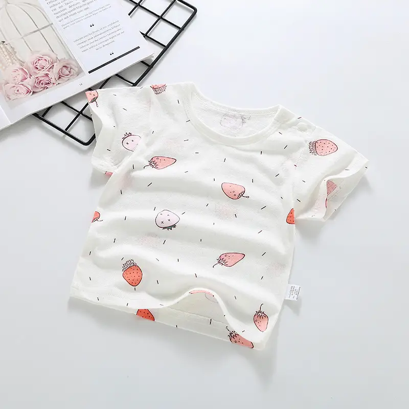 Jingqi Boys Pure Cotton Rainbow Short Sleeve T-Shirt
