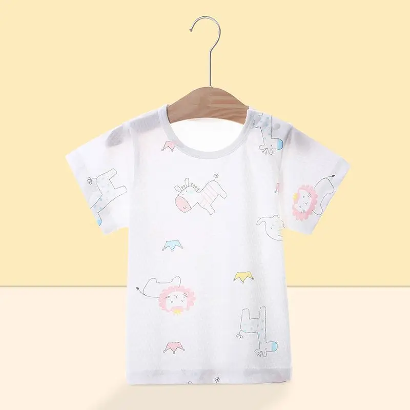 Jingqi Boys Pure Cotton Rainbow Short Sleeve T-Shirt