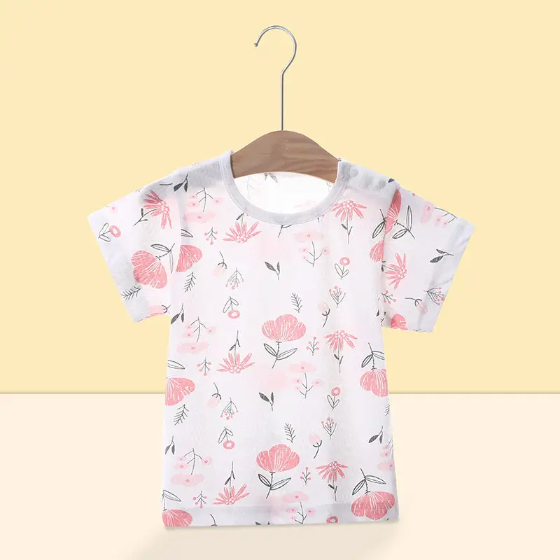 Jingqi Boys Pure Cotton Rainbow Short Sleeve T-Shirt