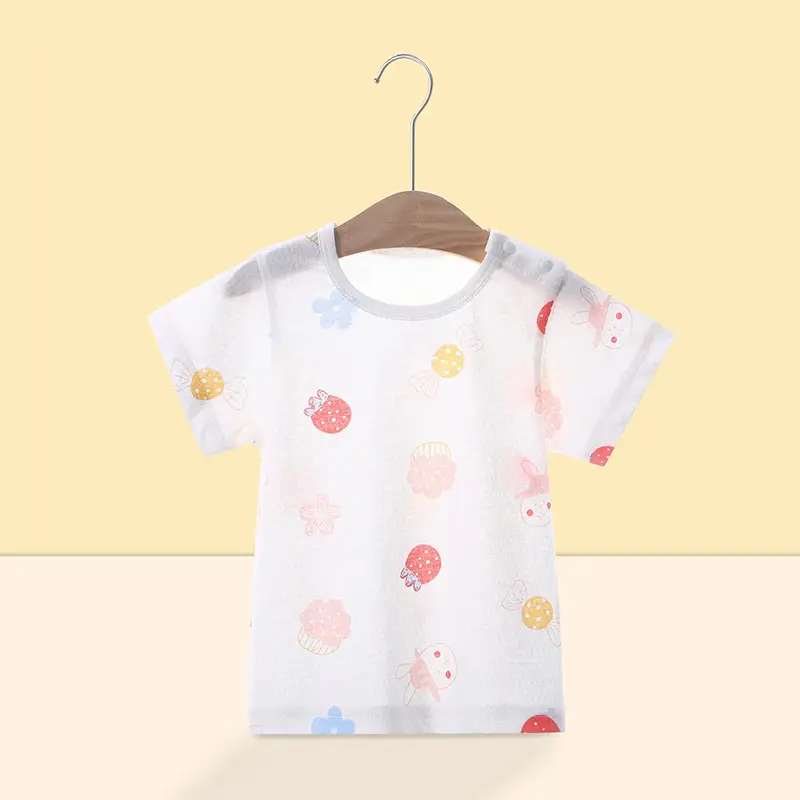 Jingqi Boys Pure Cotton Rainbow Short Sleeve T-Shirt