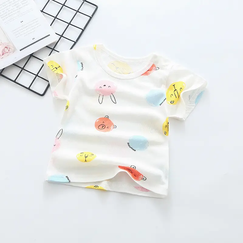 Jingqi Boys Pure Cotton Rainbow Short Sleeve T-Shirt