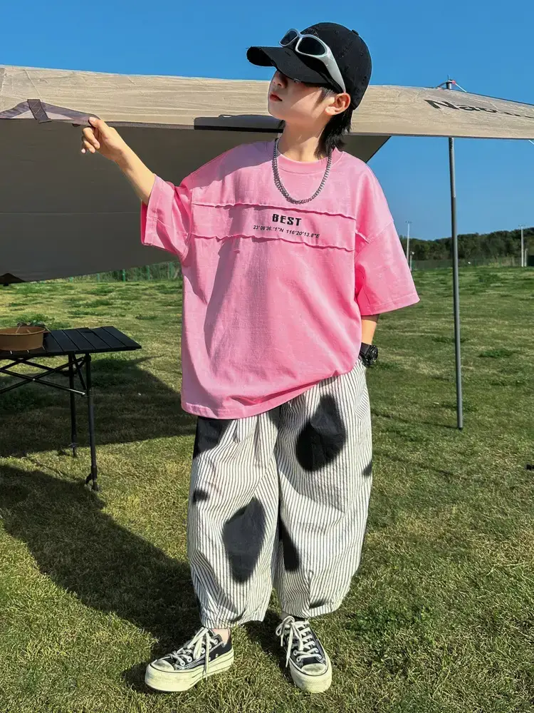 Summer Boys Pink Graphic Trousers Set - Image 5