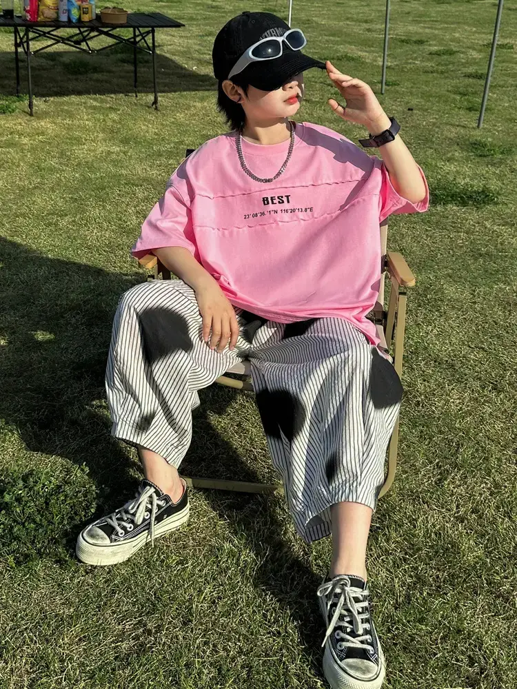 Summer Boys Pink Graphic Trousers Set - Image 7