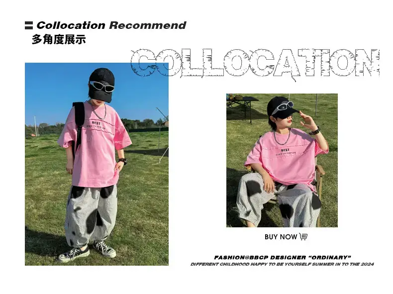 Summer Boys Pink Graphic Trousers Set — feature 10