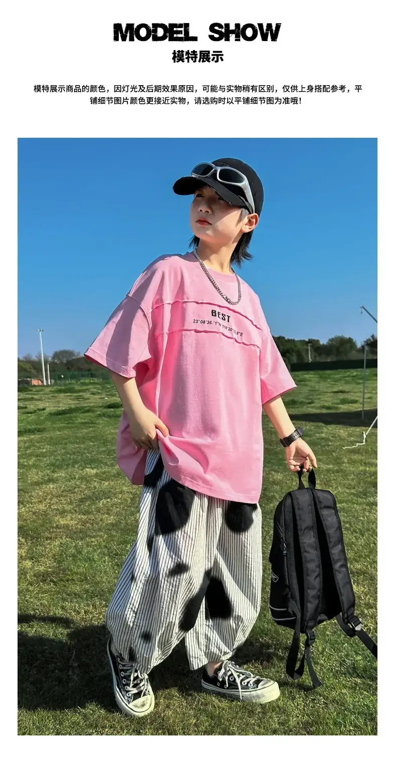 Summer Boys Pink Graphic Trousers Set — feature 19