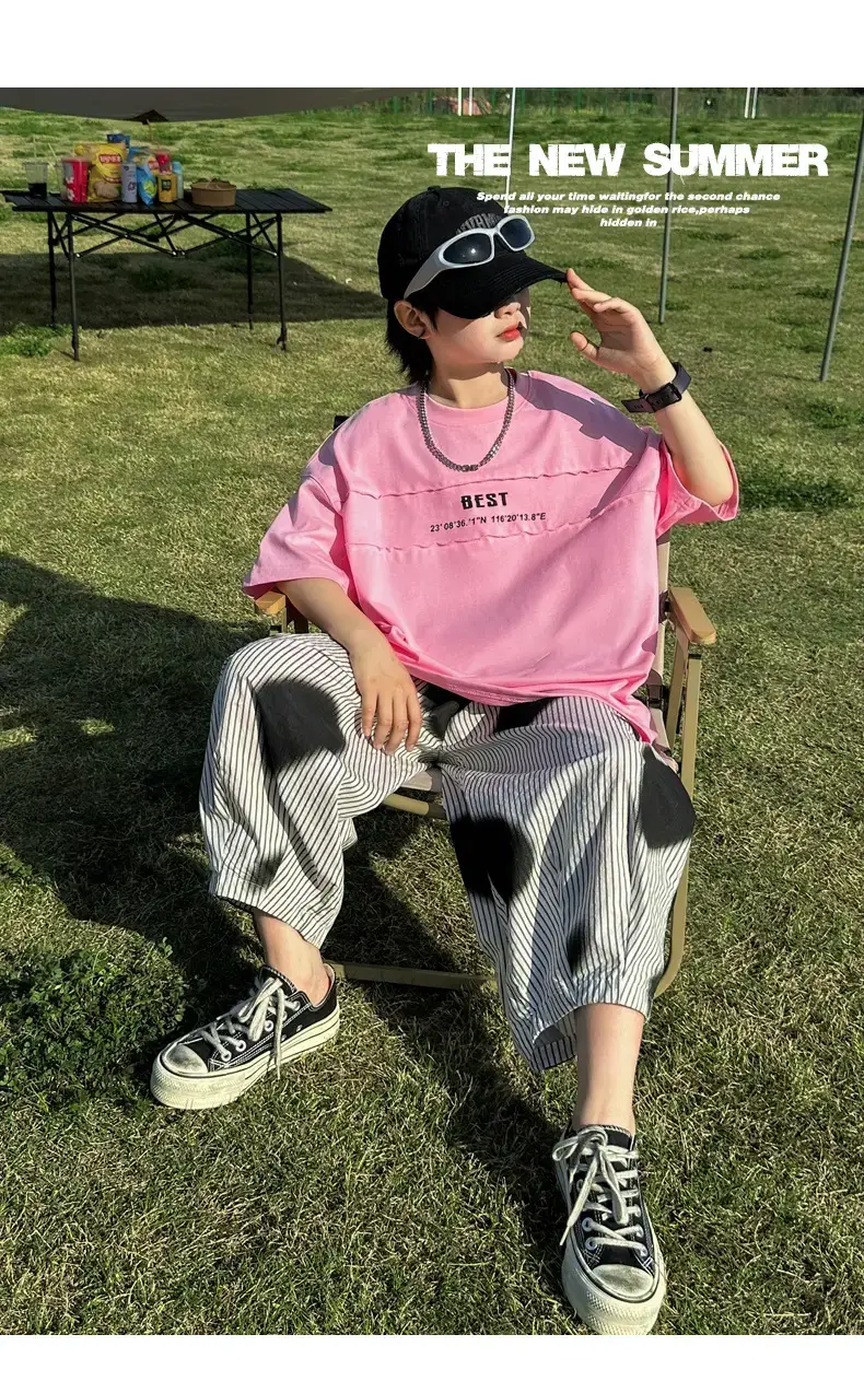 Summer Boys Pink Graphic Trousers Set — feature 22