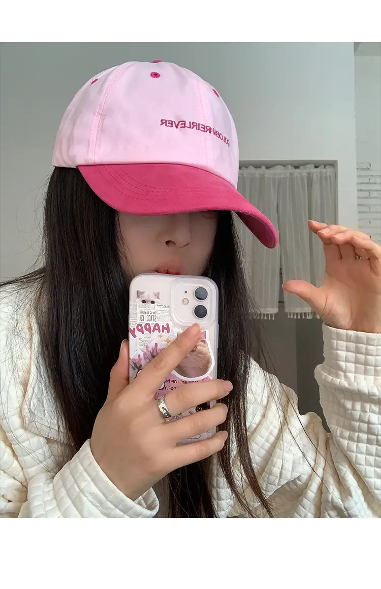 Women Pink Cat Print Baseball Cap Summer Wear — feature 11